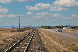 Train tracks during the summer